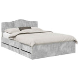 Bed Frame with Drawer Concrete Grey 140 x 190 cm Engineer Wood 3413008