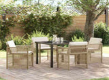 Garden Dining Set 5 pcs Beige Poly Rattan 3380785