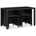5 Piece Outdoor Dining Set with Cushions Poly Rattan Black 42596