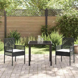 Garden Dining Set with Cushion 3 pcs Black Poly Rattan 3379863