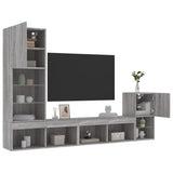 4 Piece TV Wall Units with LED Grey Sonoma Engineered Wood 3216666