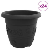 Round Flower Pot 24 pcs Black 30 x 25 cm Plastic 42020296