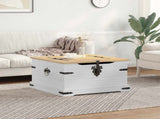 Storage box with Shelf White 78 x 78 x 45 cm Solid Pine Wood 42024939