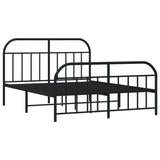 Bed Frame Black Powder-Coated Steel 160 x 200 cm Bed Frame 353656