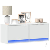 TV Wall Cabinet with LED Lights White 100x31x35 cm 852362