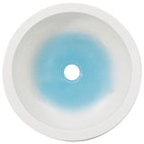 Countertop Basin White and Blue Round 41x14 cm Ceramic 155062