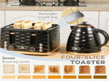 Kettle and Toaster Sets, 3000W 1.7L Rapid Boil Kettle & 4 Slice Toaster with 7 Browning Controls, T3398P344313
