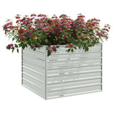 Garden Raised Bed 100x100x77 cm Galvanized Steel Silver 316883