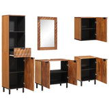 Bathroom Sets 5 pcs Acacia Brown Winish Solid Mango Wood 3310039