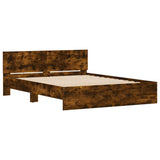 Bed Frame with Headboard and LED Smoked Oak 150x200 cm King Size 3207606