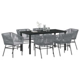 Garden Dining Set with Cushion 7 pcs Grey Powder-Coated Steel 3380936