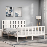 Bed Frame without Mattress White King Size Solid Wood Pine 3192237