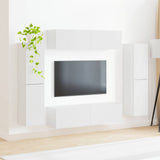 TV Cabinet Set 8 pcs High Gloss White Engineered Wood 3409136