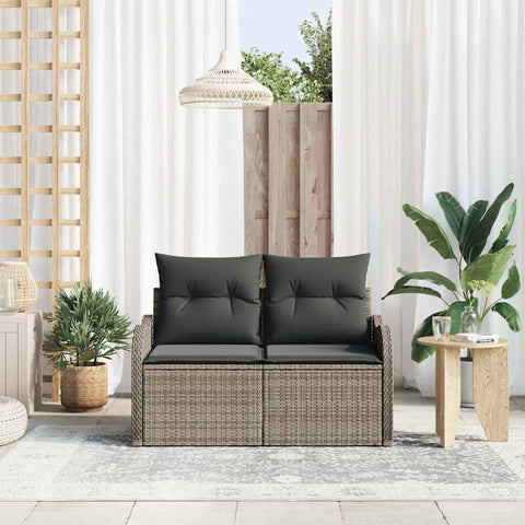 Garden Sofa with Cushion Grey 121 x 62 x 69cm Poly Rattan 42006724