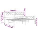ZNTS Metal Bed Frame without Mattress with Footboard White 193x203cm 372350