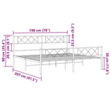 ZNTS Metal Bed Frame without Mattress with Footboard White 193x203cm 372350