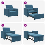 Pull out Sofa Bed Single Blue 90 x 165 x 87 cm Velvet 42002706