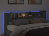 Headboard Cabinet with LED Concrete 180 x 16.5 x 103.5 cm 8006571