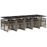 11 Piece Garden Dining Set with Cushions Grey Poly Rattan 3210752