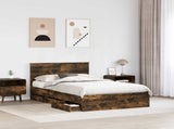 Bed Frame with Drawer Smoked Oak 120 x 200 cm Engineer Wood 3410725