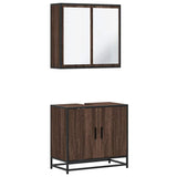 ZNTS 2 Piece Bathroom Furniture Set Brown Oak Engineered Wood 3300889