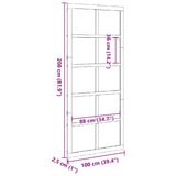 Barn Door Wax Brown 100 x 2.5 x 208 cm Solid Pine Wood 870415