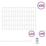 Garden Fence with Stakes 24 pcs 75 x 50 cm Mesh Silver 42042971