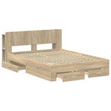 Bed Frame with Storage Sonoma Oak 150 x 200 cm Engineered Wood 3433777