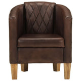 Tub Chair Dark Brown Real Leather 359640