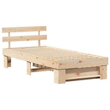 Bed Frame with Headboard Natural 75 x 190 cm Solid Pine Wood 872551