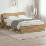 Bed Frame with Storage Artisan Oak 140 x 190 cm Engineered Wood 3433375