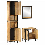 3 Piece Bathroom Furniture Set Iron and Solid Wood Mango 3217115