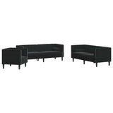 Living Room Couch 3 pcs Black 194 x 74.5 x 70.5 cm Velvet 3385869