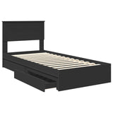 Storage Bed with Headboard Black 90 x 190 cm Engineered Wood 3408495