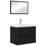 Bathroom Furniture Set with Drawer Wall-mounted 2 pcs Black Oak 875434