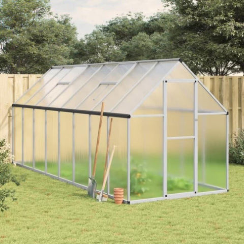 ZNTS Greenhouse with Base Frame Silver 445x169x195 cm Aluminium 3266332