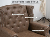 Wingback Accent Chair Tufted Chesterfield-style Armchair with Nail Head Trim for Living Room Bedroom T3398P423874