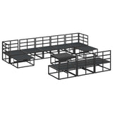 Garden Sofa Set with Cushion 11 pcs Black Aluminium 3378911