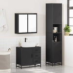 ZNTS 3 Piece Bathroom Furniture Set Black Engineered Wood 3301075