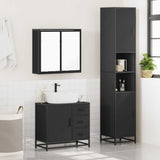 ZNTS 3 Piece Bathroom Furniture Set Black Engineered Wood 3301075