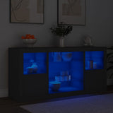 Sideboard with LED Lights Black 142.5x37x67 cm 3209087