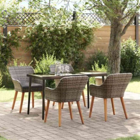 Garden Dining Set with Cushion 5 pcs Grey Poly Rattan 3261679