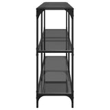 Console Table with Black Glass Top 158.5x30x81 cm Steel 846033