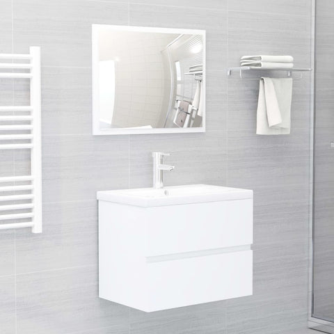 ZNTS Bathroom Furniture Set White Engineered Wood 3071675