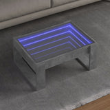 Coffee Table with Infinity LED Concrete Grey 70x53x30 cm 847633
