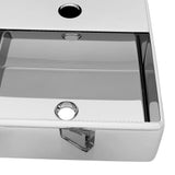 Wash Basin with Faucet Hole 38x30x11.5 cm Ceramic Silver 143487