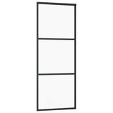 Sliding Door with Hardware Set Black 76x205 cm ESG Glass 3375781