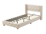 Upholstered bed,Single Bed-3ft ,With slatted frame and headboard, Button Rivet N606P243925B