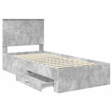 Bed Frame with Drawer Concrete Grey 90 x 190 cm Engineered Wood 3411362