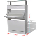 Shoe Cabinet with a Drawer and a Top Glass Shelf Wood White 241244